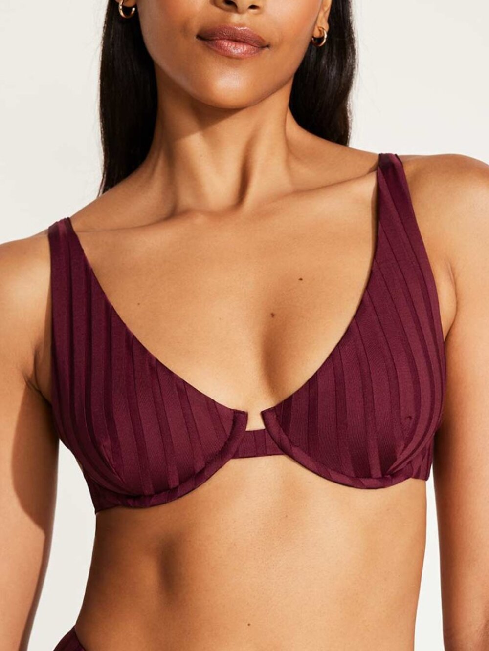 Vitamin A Rossi Underwire Bikini Top Sangria SuperRib XL NWT Sold Out